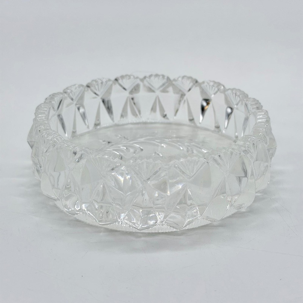 Vintage Scottish Thistle Pressed Glass Trinket Dish Diamond Cut Bowl
